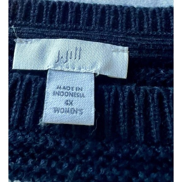 J Jill Womens Sweater 4X Black And White Striped Sweater Lightweight Nautical - Picture 6 of 8